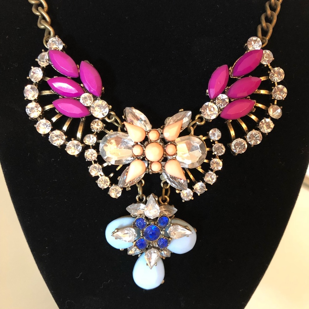 Multicolor Rhinestone Statement Necklace - Picture 4 of 5
